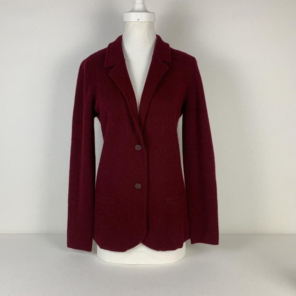 Cashmere Burgundy Blazer - Luxurious 100% Cashmere with Button Closure & Pockets